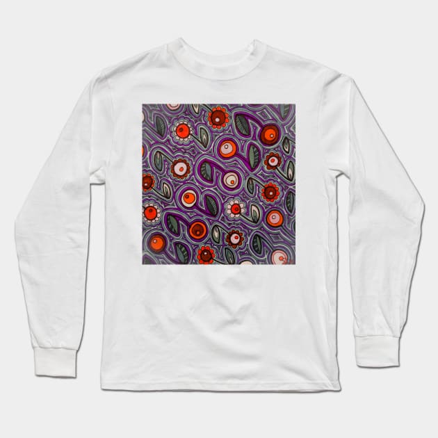 Wallflower Wallpaper Carmine Bulbs Long Sleeve T-Shirt by sarahkathart90